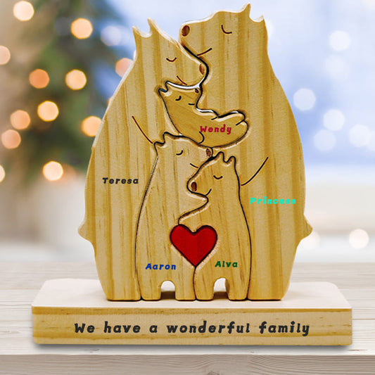 Personalized Wooden Puzzle Bears - Family Harmony Keepsake